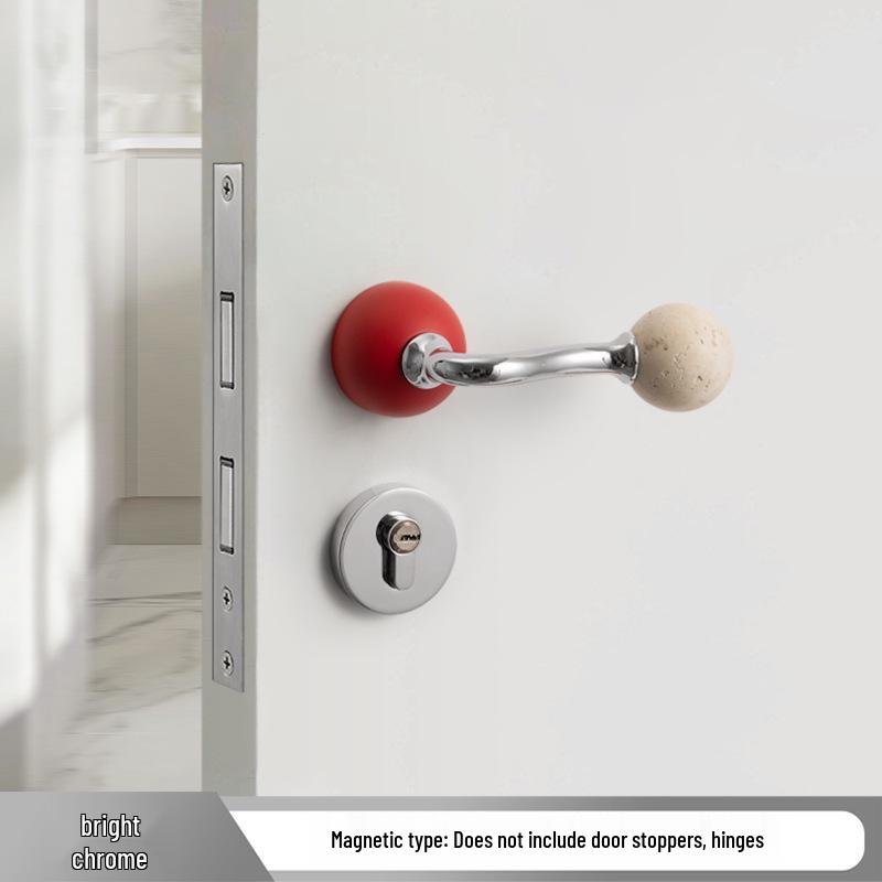Bureau White Travertine Magnetic Silent Door Handle for Modern Luxury Bedrooms