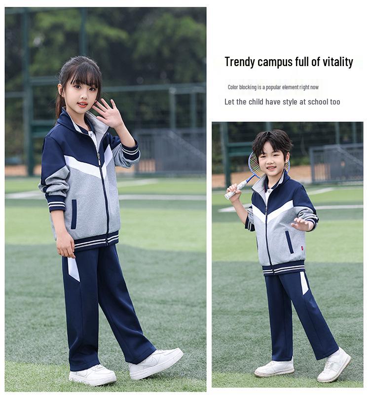 Primary School Spring/Autumn Sportswear: 3-Piece POLO Set with Summer Short Sleeve Garden/Class Uniforms