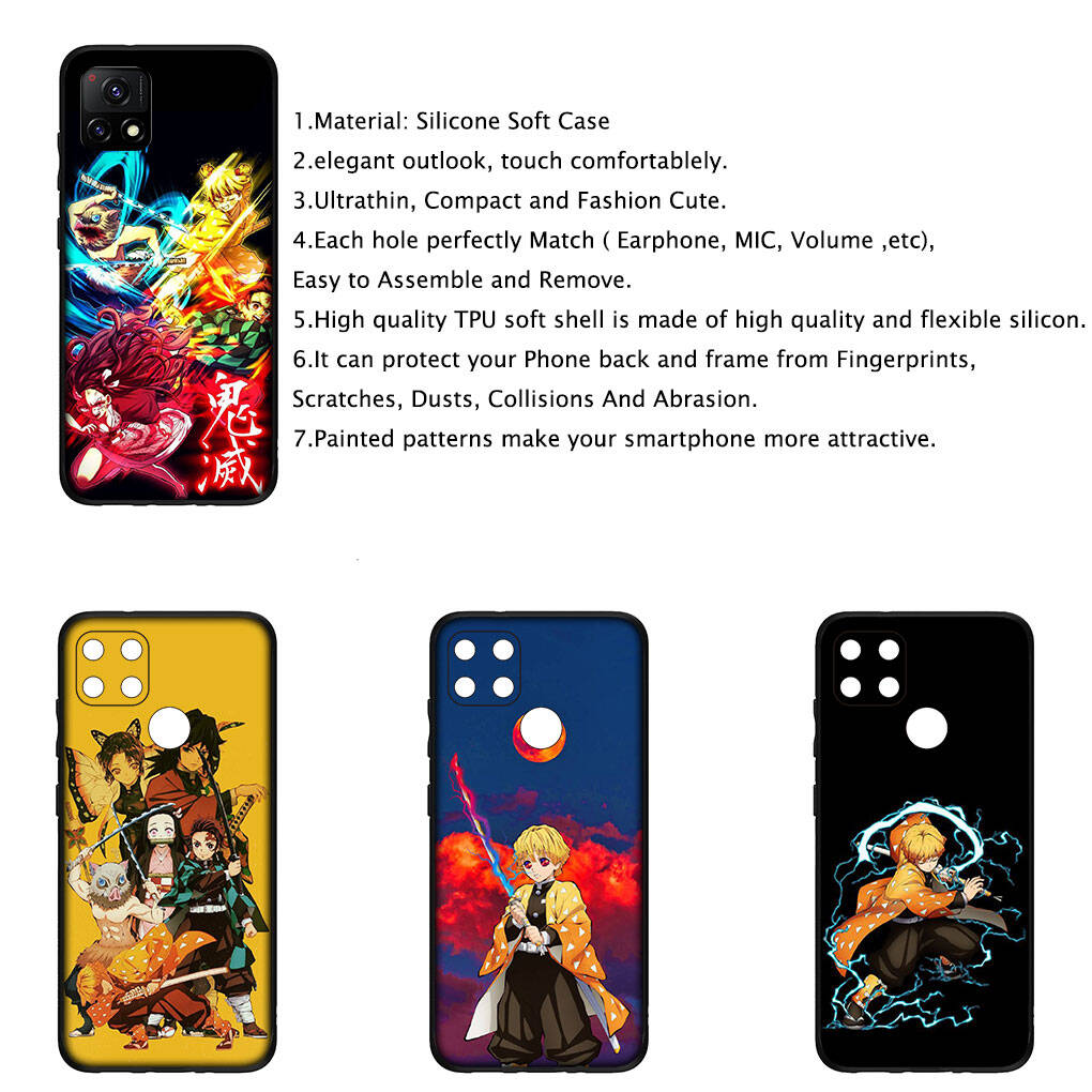 Cover for iPhone 17 16 15 Xiaomi Poco Redmi Note 14 13 12 X Pro Max Samsung Galaxy S25 S24 S23 OPPO Huawei Demon Slayer Tanjirou Agatsuma Zenitsu Case