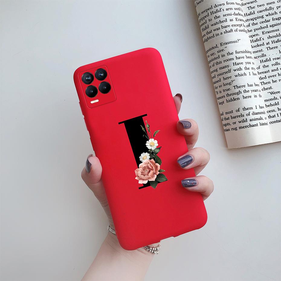 For Realme 8 Pro Case Silicon Soft Letter Monogram Flowers Phone back cover For Oppo Realme8 4G RMX3085 Realme 8 Pro Bumper Case
