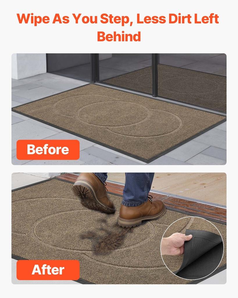 Front Door Mat, 1194 X 813 Mm Commercial Floor Mat for Indoor and Outdoor, Modern Stylish Carpet with TPE Backing, Heavy Duty Washable Entry