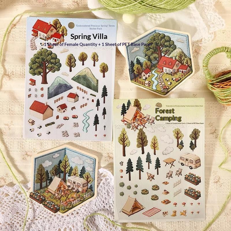 DIY Creative 3D Cartoon Landscape Stickers Spring Theme Wall Decals for Kids Bedroom Playroom Decor