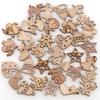 50-150Pcs Christmas Natural Wooden Chip Santa Claus Snowflake DIY Crafts Xmas Tree Hanging Ornament Pendant Home Decorations