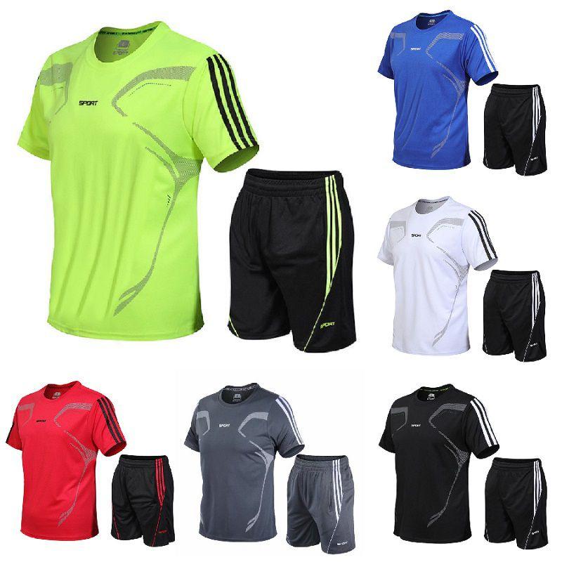 Men's Breathable Quick-drying Running Sport Set Short Sleeve Shirt And Shorts