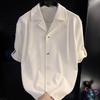 Men's Cuban Collar Roll Tab Sleeve Button Down Shirt Casual Formal Top