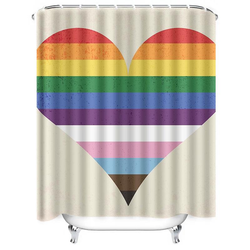 Pride Heart Shower Curtain - Vibrant Rainbow Design For A Waterproof And Unique Bathroom Dcor Set