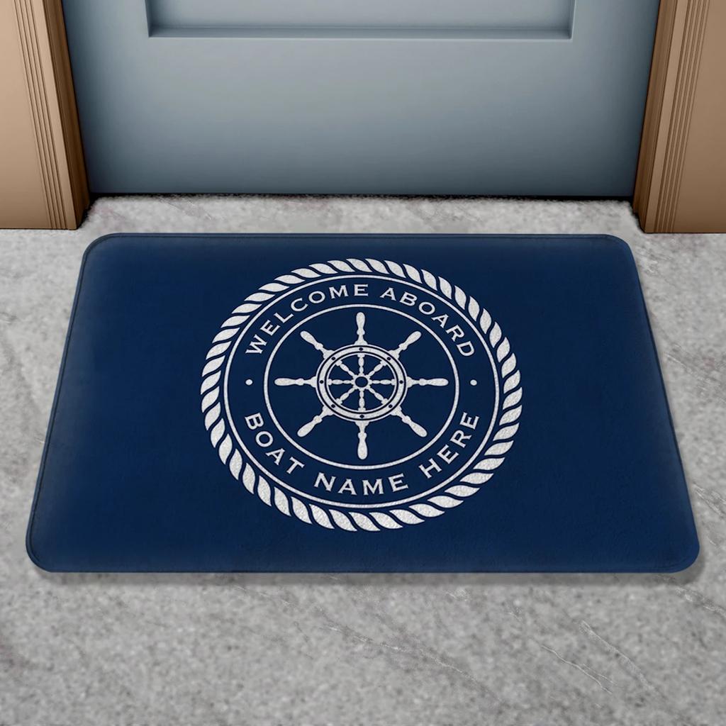 VIKAMA Personalized Boat Name Welcome Mat, Non-Slip Bathroom And Door Mat, Ideal For Nautical-Themed Home Decor, Unique Gift
