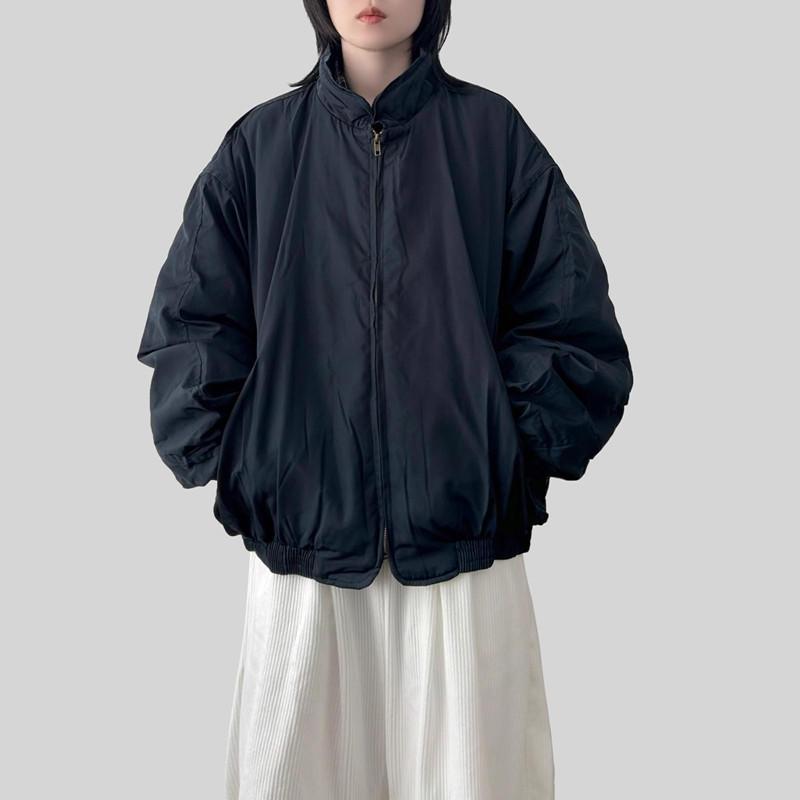 

Unisex Japanese Retro Stand-Up Collar Cotton Bomber Jacket L зелений