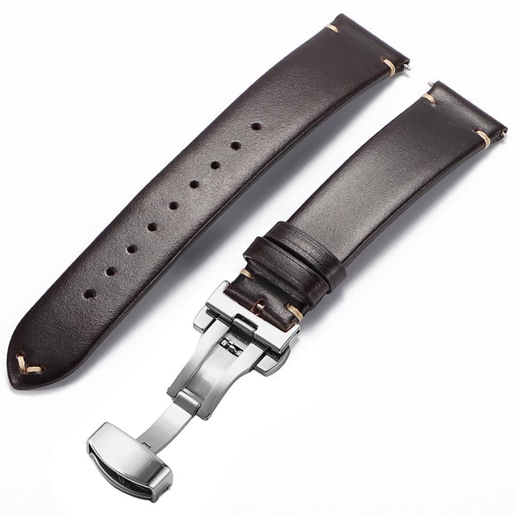 Soft Genuine Calfskin Watchband 18mm 20mm 22mm for Omega for Seiko Wristband Stitching Cowhide Straps Vintage Brown Watch Band