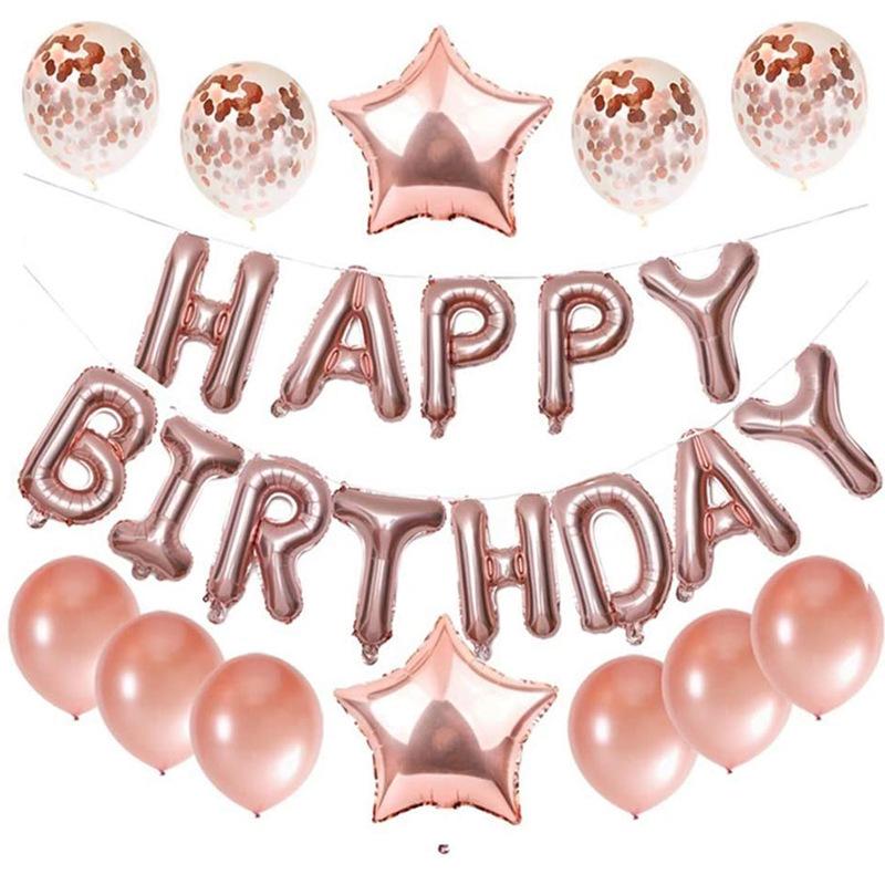Cross-Border Birthday Balloon Set: Gold Sequin Latex & Letter Aluminum Foil Balloons for Party Decoration