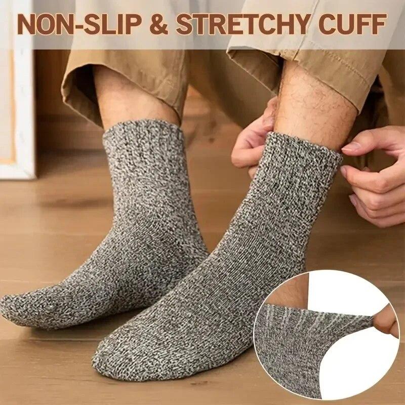 5Pairs Winter Men's Merino Wool Socks Super Thick Warm High Quality Harajuku Retro Snow Casual Antifreeze Cashmere Socks Men