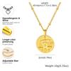 Stainless Steel Zodiac Constellation Necklace for Women, Amulet Round Coin Pendant Vintage Jewelry Birthday Gift