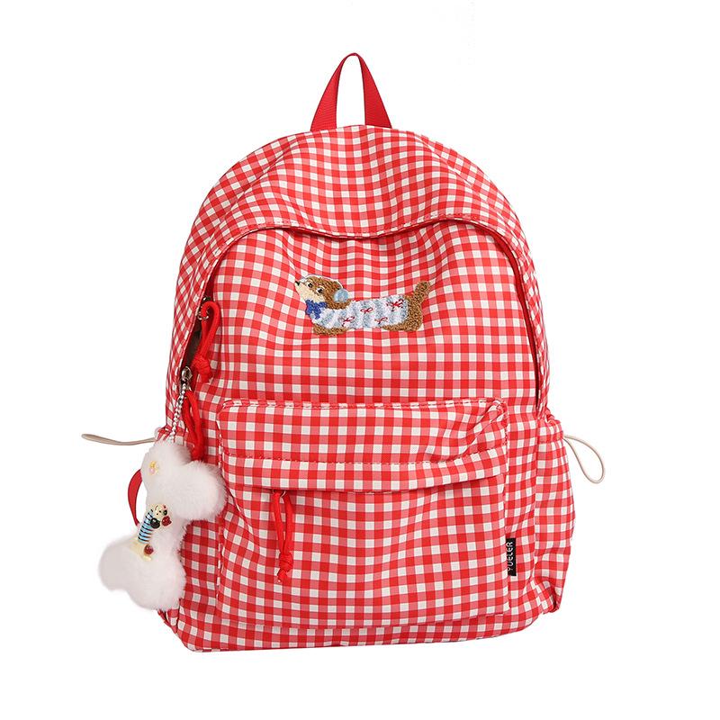 Schultasche Schultasche Mädchen Nische Japanisch Ins Karomuster Niedlicher Rucksack Klein Frisch Mittelschule College-Student Vielseitiger Rucksack