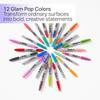 Glam Pop Permanent Markers Fine Point 12 Count Assorted Colors Quick Dry Waterproof Artist School Supply Ideal Crafts Drawing