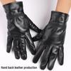 Unisex Sheepskin Leather Motorcycle Gloves with Velvet Lining for Winter Warmth