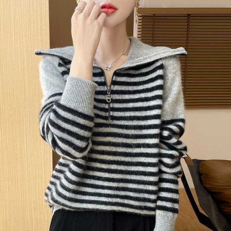 Dámský kašmírový svetr Qinghe kašmír 30% kašmír 70% vlna Dámský podzimní a zimní kašmírový svetr měkký a teplý