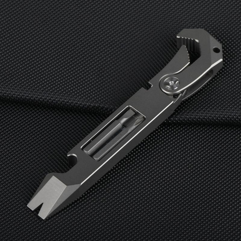 Multifunction Crowbars Screwdriver Bottles Opener for Camping Hiking Repair Titaniums Alloy Pry Bar Multipurpose Wrench