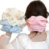 Extra Large Pleated Blue Scrunchie - Korean Style Hair Tie for Women