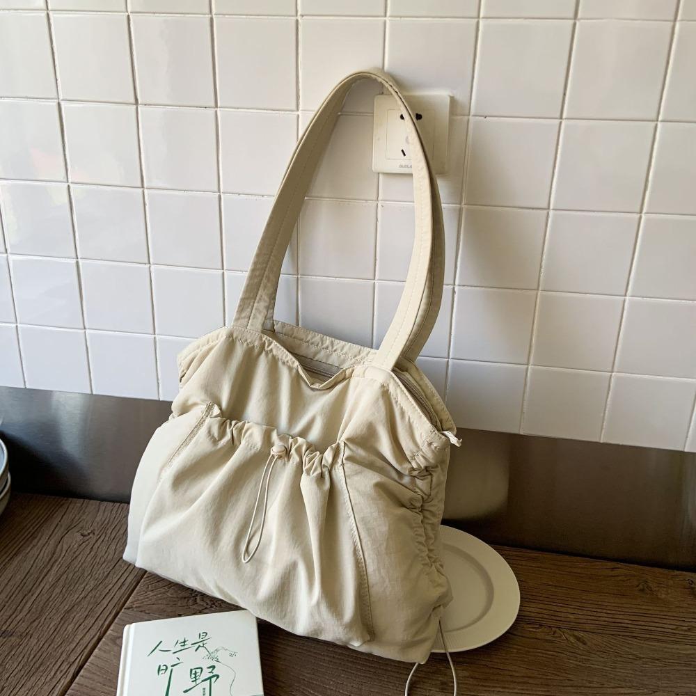 Large Capacity Wrinkled Shoulder Bag Casual Work Handbag Fashion Drawstring Tote Bag  Daily