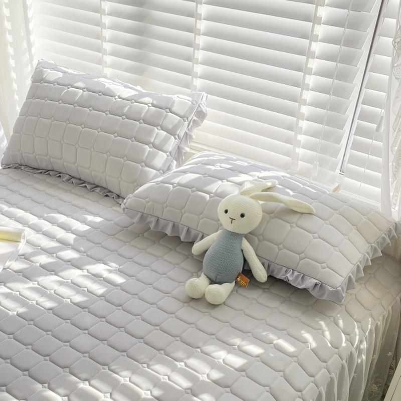 1/2pc Natural Latex Thickened Cooling Pillowcase Korean Style Ruffled Summer Pillow Cases Solid Ice Silk Breathable Pillow Cover