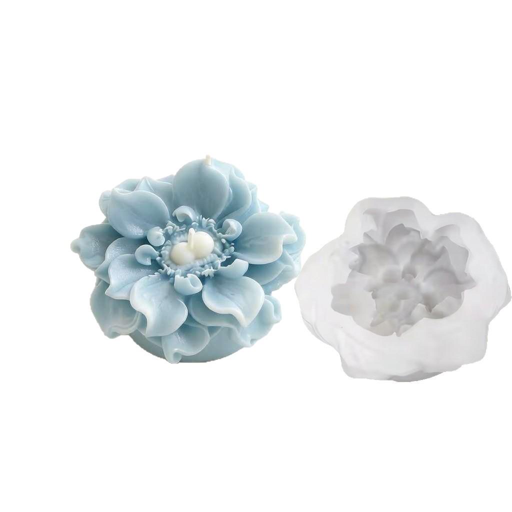 Silver Lotus Flower Silicone Mold for Cake and Candle DIY
