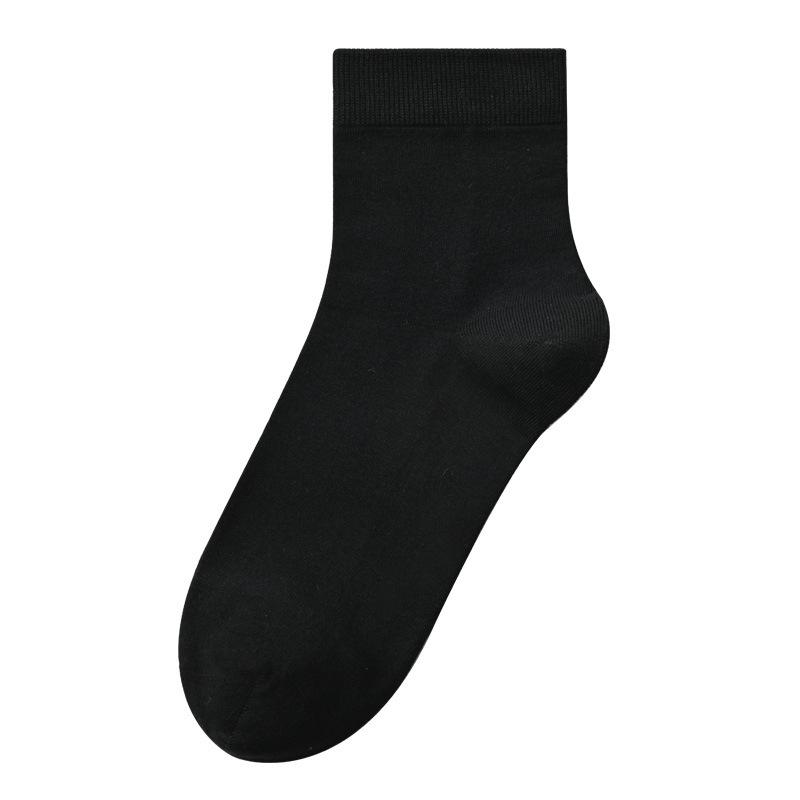 All-cotton Men's Mid-calf Socks for Autumn, Solid-color Socks, Anti-odor and Antibacterial Business Long Socks, Pure Cotton for Autumn and Winter