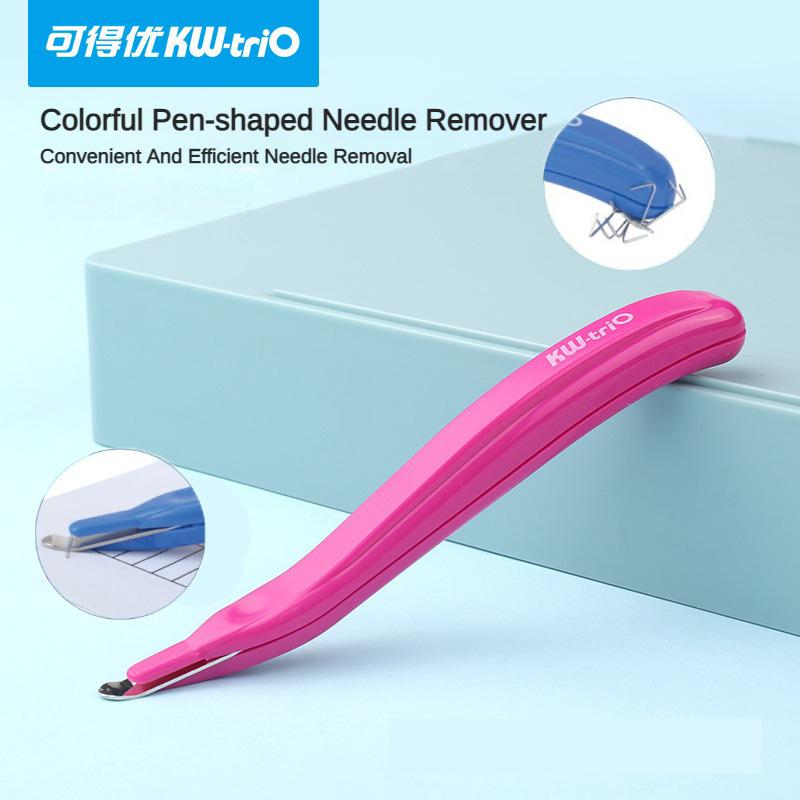 KW-TRIO Portable Magnetic Staple Remover Push Style Less Effort Staples Removal Tool for Home Office School Supplies Stationery