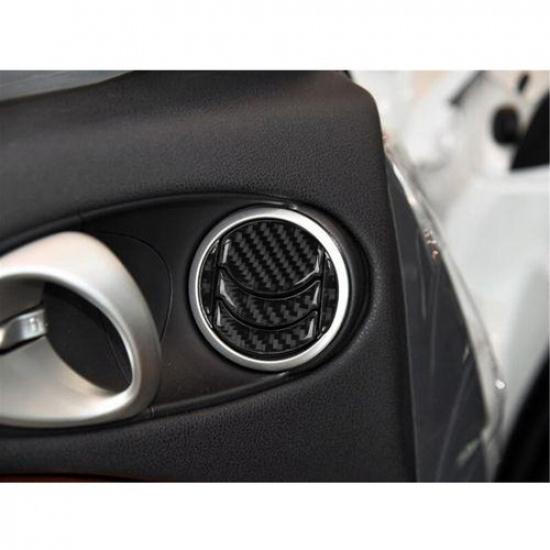Set Black Carbon Fiber Car Dashboard AC Vent Decoration For Nissan 350Z 06-09