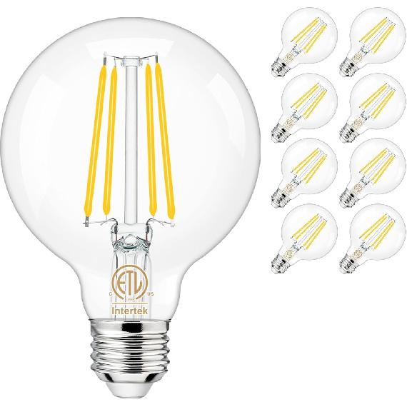 hansang 8 Pack G25 LED Edison Globe Light Bulbs, 3000K Soft White, E26 Base Round Light Bulbs for Bathroom Vanity, 6W 60W Incandescent Equivalent,