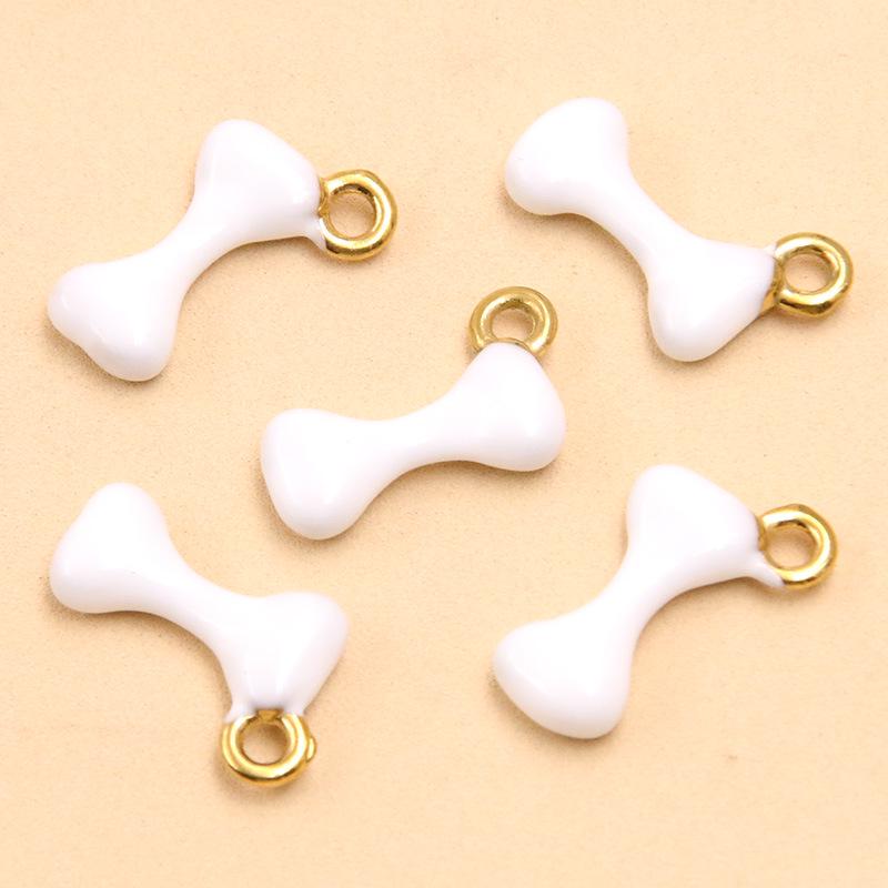 Gold Enamel Drip Oil Charm Bone Pendant, 9x16mm Stainless Steel Bracelet/Necklace Accessory 1 piece белый