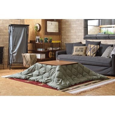 Thin Kotatsu Futon, Square, Water-Repellent Quilted, Reversible, Size A