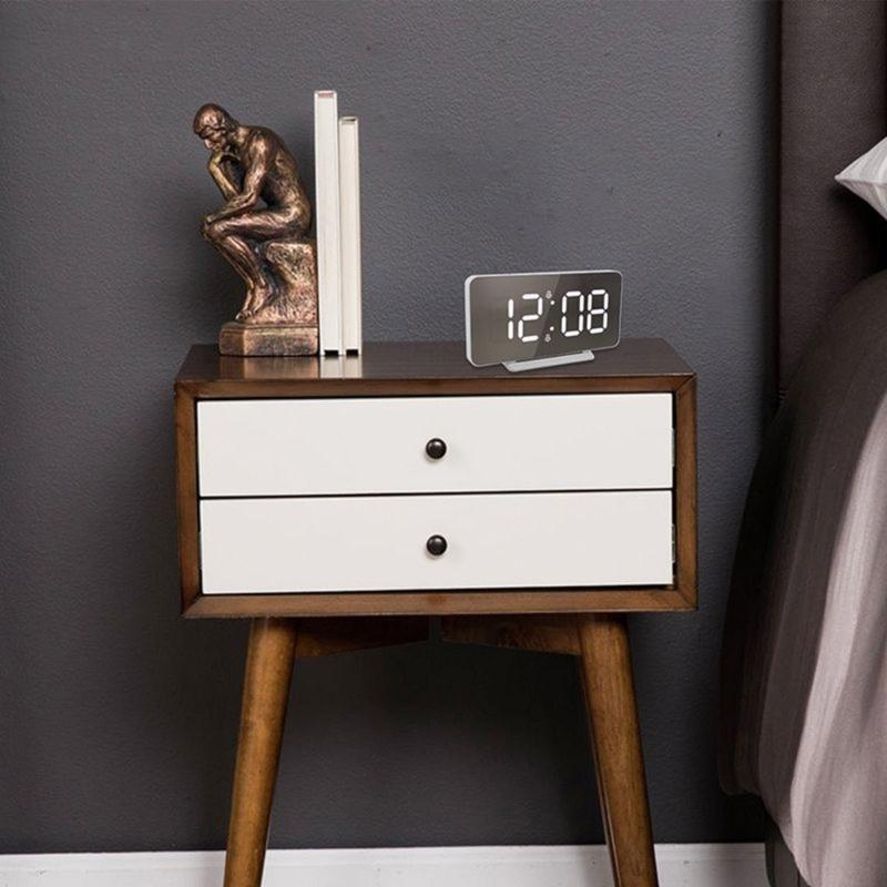 Modern LED Digital Clock Date Time Temperature Display Dimmable Backlights 2 Alarms Snooze Function USB Port 5V