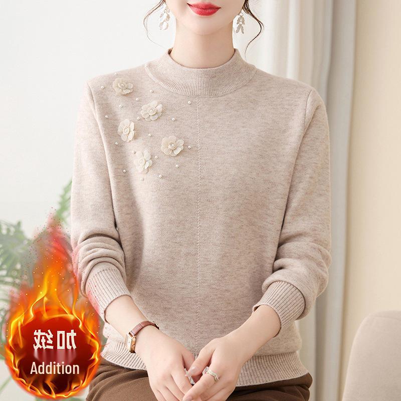 Stylish Knitted Sweater for Middle-aged Women: Warm Winter Base Layer