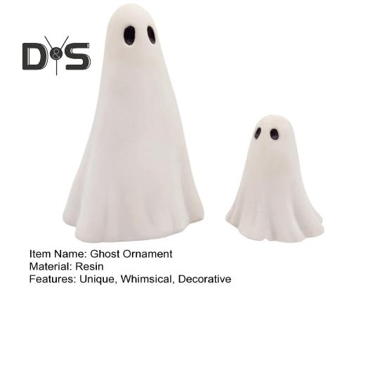 2 Pcs Halloween Ghost Figurine Resin Ghost Sculpture Cute White Ghost Statue Home Table Centerpieces Mini Ghost Ornament for Kitchen Shelf Fireplace