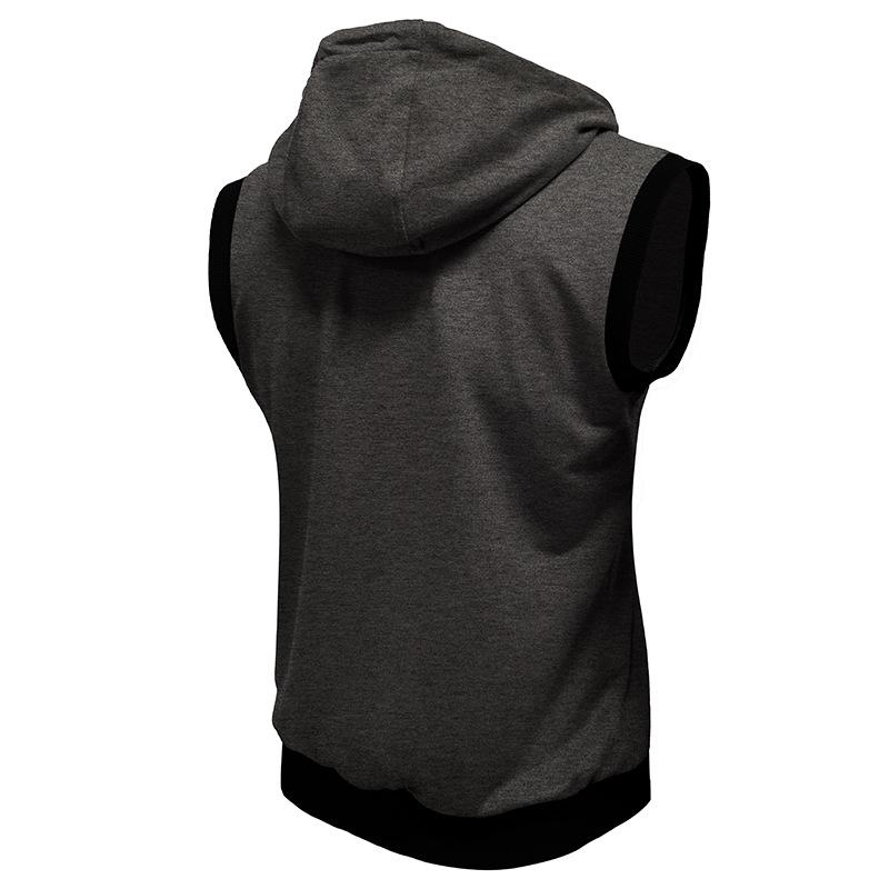 2025 Bestseller Men's Double-Layer Sleeveless Hooded Zipper Sweatshirt - Color Block Casual Fashion