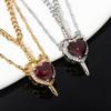 New Geometry Zircon Sword Heart Pendant Double layer Necklace Women's Trendy Fashionable Versatile Sweet Exquisite Jewelry Gift
