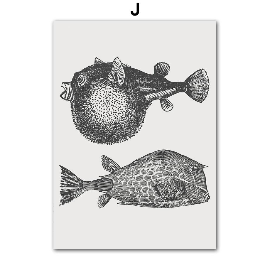 Octopus Lobster Crab Turtle Jellyfish Vintage Nordic Posters And Prints Wall Art Canvas Painting Pictures For Living Room Decor