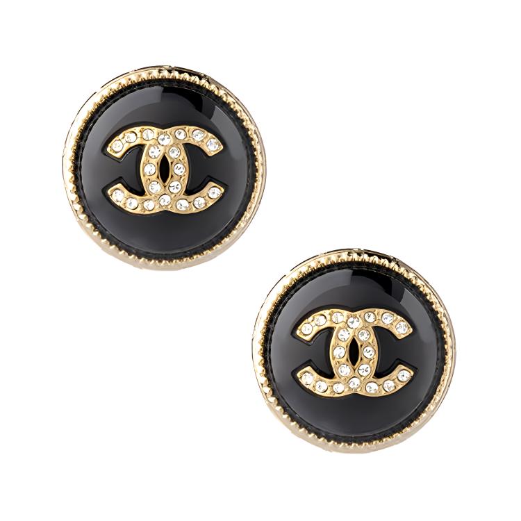 Chanel 22C Early Spring Double C Resin Stud Earrings Women earrings Black AB7775-B07472-NG629