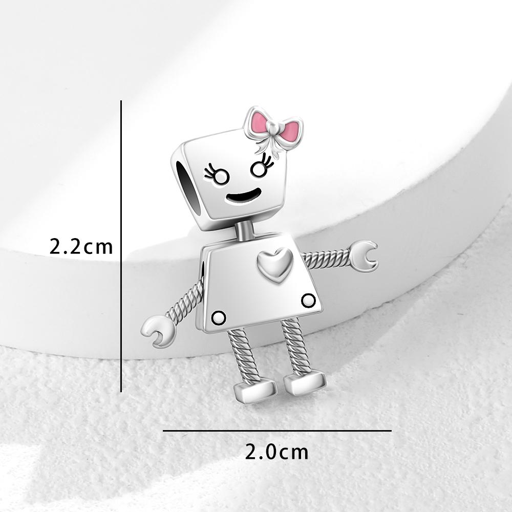 New Copper Robot Radio Biological Mirror Glass Crystal Ball Fine Charm Beads Fit For Original Bracelets Diy Women'S Jewelry