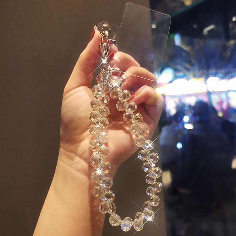 Cordón para teléfono con cadena colgante de gota de agua, lujo de alta gama, cadena colgante corta, cadena de muñeca hecha a mano con cuentas, colgante de mano