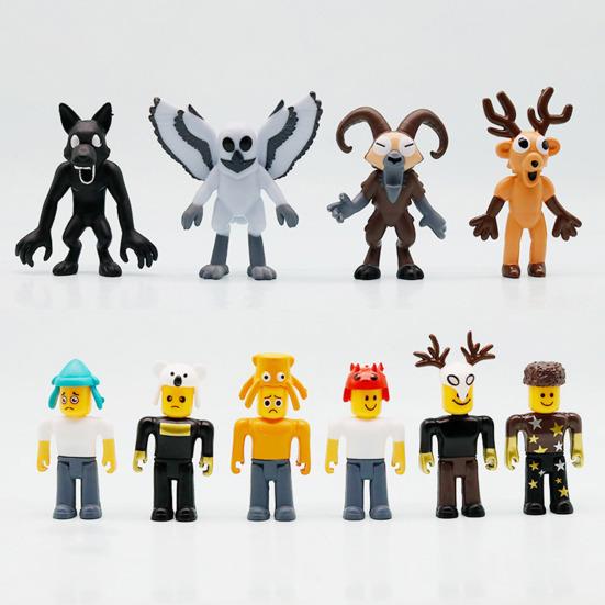 6/10/12/18Pcs Survival Horror Game Action Figure Cartoon Deer Owl Wolf Men Figurine Statue Decoration Ornament Forest Night Game Fans Collectibles