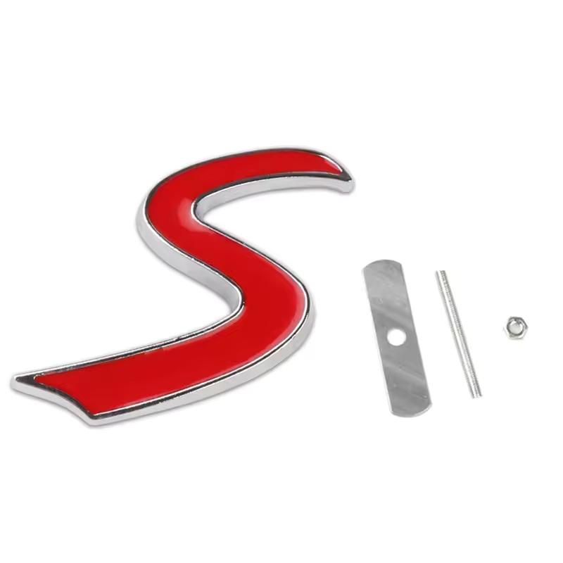 

Car 3D Letters Metal S Front Grille Badge Emblem Decals For C-ooper R50 R52 R55 R56 R60 F54 F55 Countryman Auto Accessories Silver Red