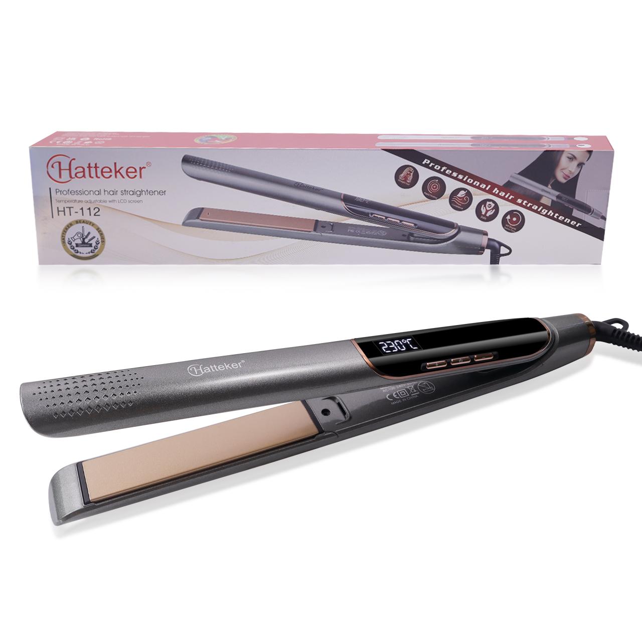 

Профессиональный выпрямитель для волос HATTEKER Ceramic Flat Iron для гладкой укладки, быстрый нагрев, аналоговый переключатель вкл./выкл. золотой