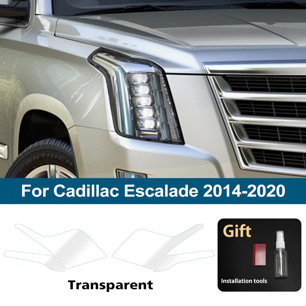 High-Gloss Smoke Black TPU Headlight Protective Film for Cadillac Escalade /IQ Pre-Cut PPF Anti-Scratch Vinyl Wrapping Kit