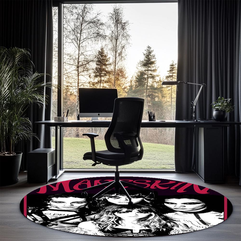 Maneskin Printed Round Rug Carpet Chair Rug Area Rug Entryway Doormats,for Office Chair Living Room Bedroom Kitchen Room.
