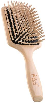 Brosse à cheveux Pandora, brosse à coussin massant doux pour le cuir chevelu avec picots en bois et forme carrée 71329,