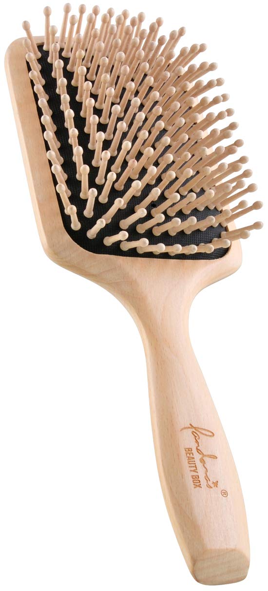 

Pandora Hairbrush gentle scalp massage cushion brush with wooden pins and square shape 71329,
