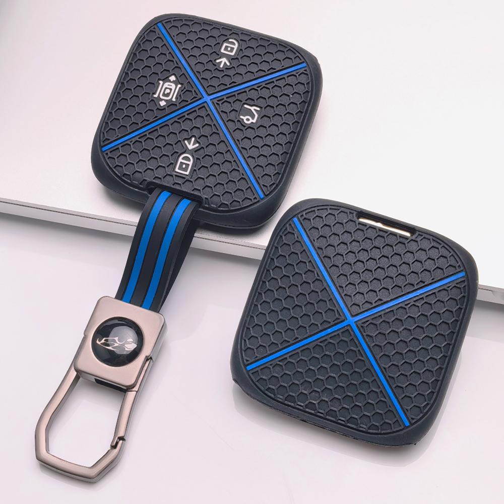 Silicone Smart Key Fob Cover for Zeekr Zeekr 001 Zeekr 009 Zeekr X Zeekr 007 with Keychain Honeycomb Texture Non Slip Grip Smart Remote Key Protector