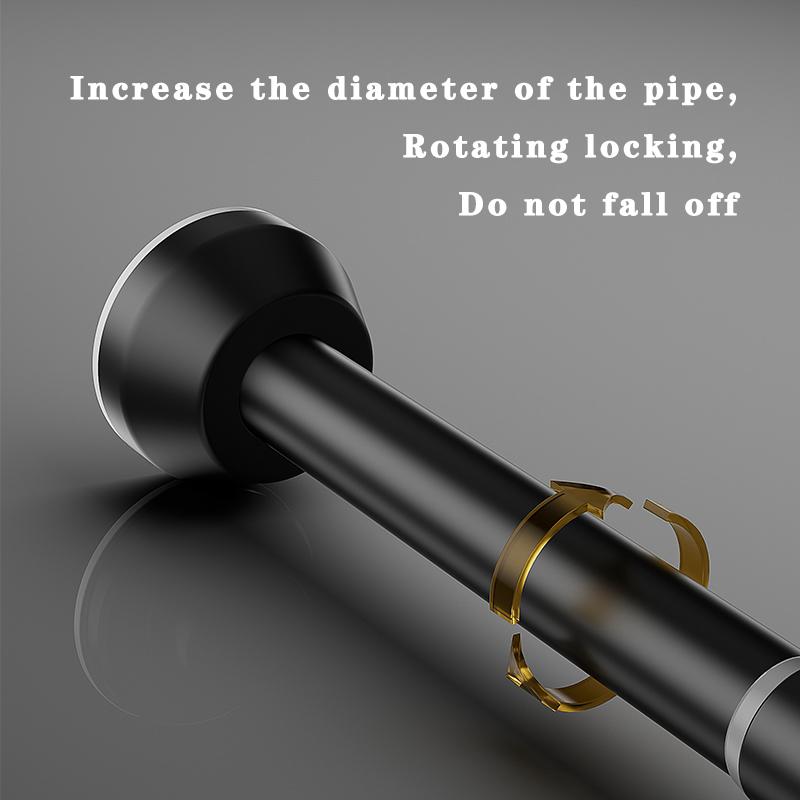 Schwarz 65-255cm Verstellbarer Edelstahl Wäscheständer Bohrfreie Teleskopstange Vorhangstange für Balkon Badezimmer