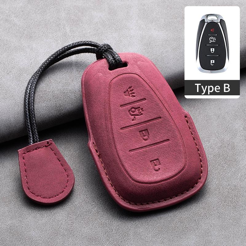 Leather Car Key Case Cover Protective Shell For Chevrolet Chevy Malibu Camaro Cruze Traverse Spark Equinox Sonic Volt Keychain